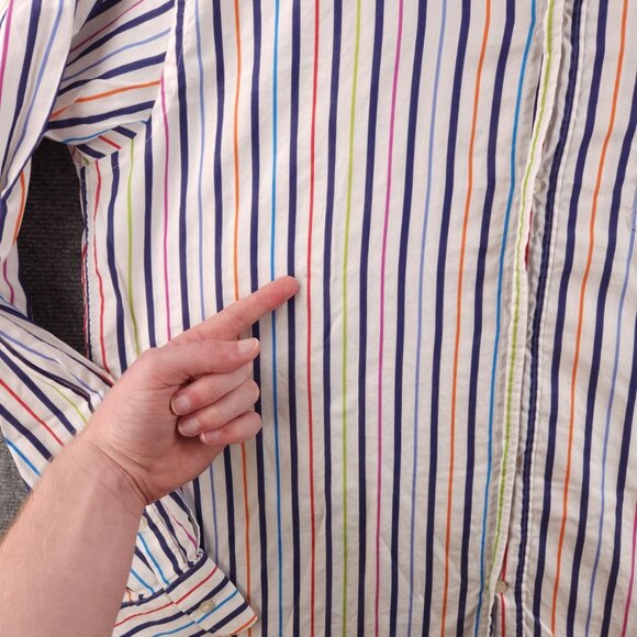 Paul & Shark Button-Down 44 Multicolor Striped Long Sleeve Men Pocket Shirt - Picture 16 of 16